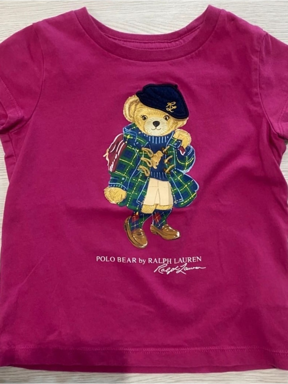 Polo by Ralph Lauren Magenta Kids Polo Bear Short Sleeve Tee